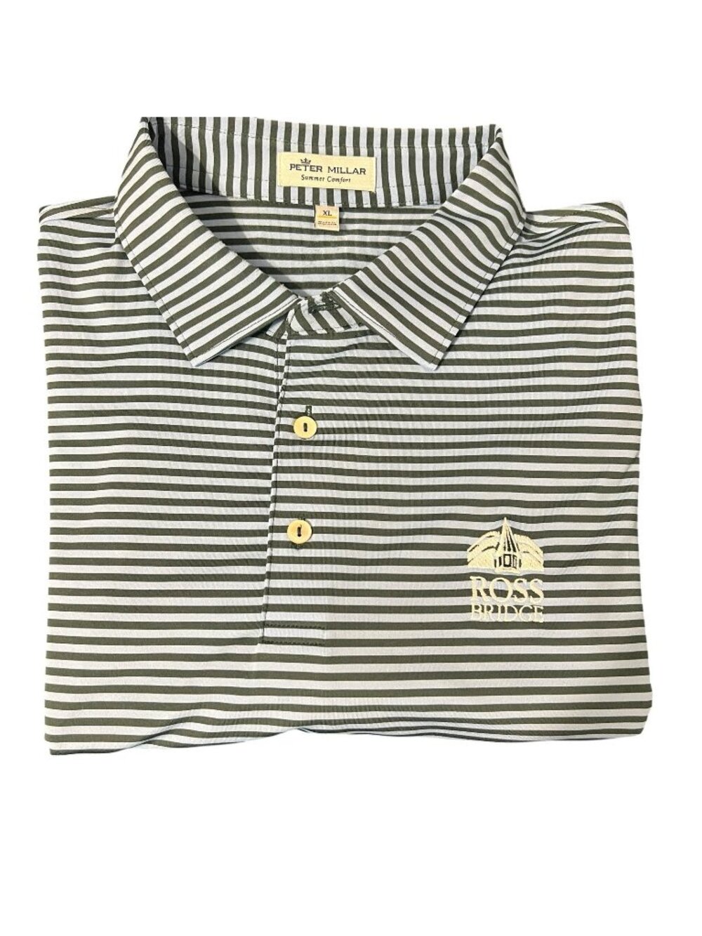 Peter Millar Summer Comfort Polo XL Striped Performance Ross Bridge Golf Logo